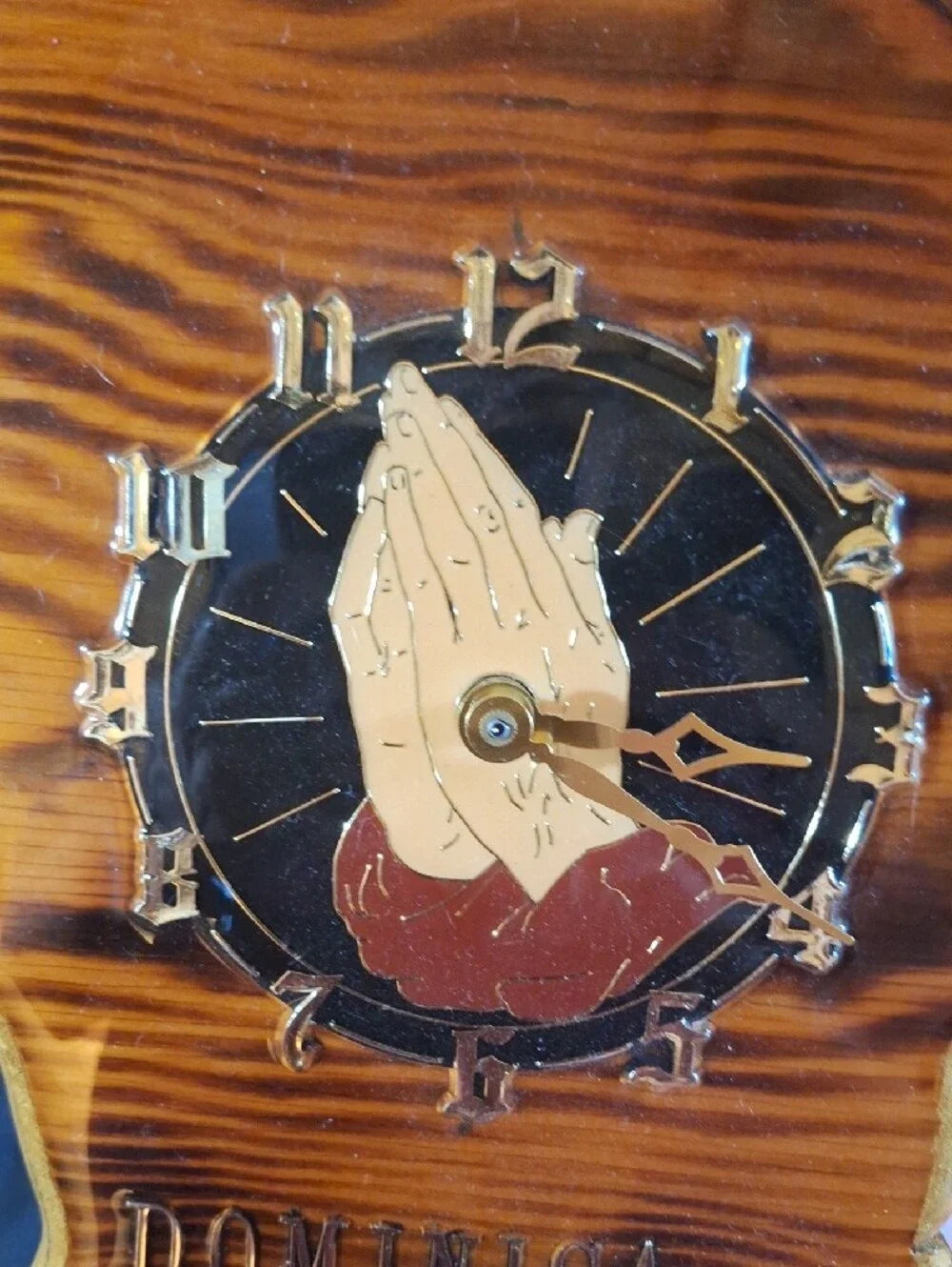 Vintage Artisan Dominica Wooden Wall Clock with Praying Hands
